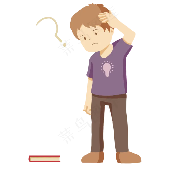 思考人物疑问卡通,免抠元素(2000*2000px 300 dpi )psd模版下载