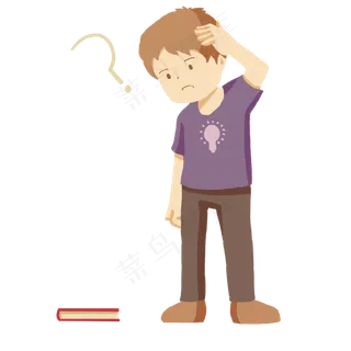思考人物疑问卡通,免抠元素