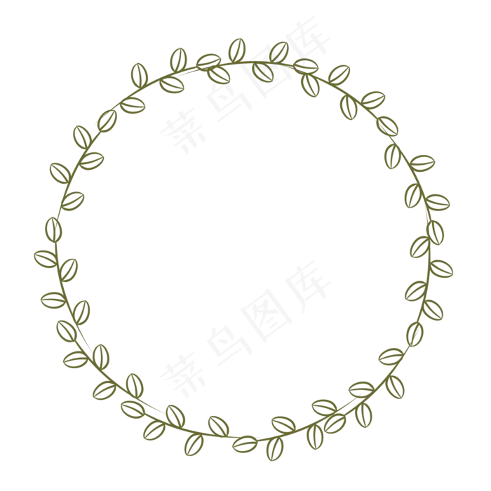 可爱嫩绿树枝圆形边框,免抠元素(2000X2000(DPI:299))psd模版下载