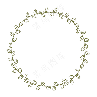 可爱嫩绿树枝圆形边框,免抠元素