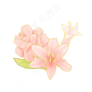 节日金边粉色手绘花叶装饰,免抠元素 节日金边粉色手绘花叶装饰,免抠元素