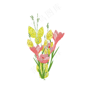 手绘风卡通写实花卉