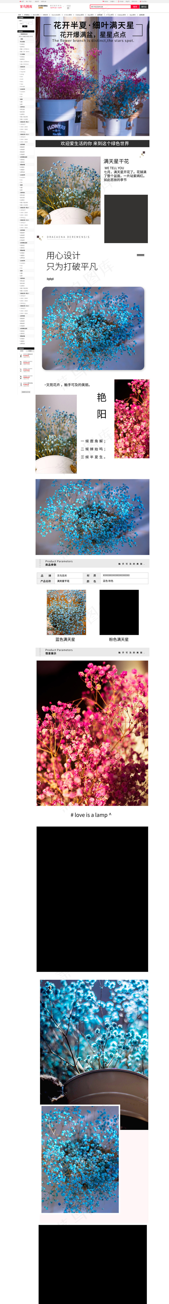 简约小清新干花花束家居ins网红满天星电商详情页(790*11544px)psd模版下载