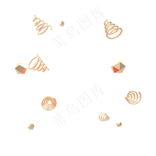 金色螺旋立体漂浮电商,免抠元素