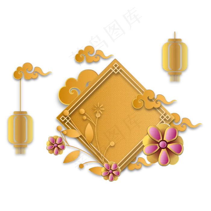 新年节日剪纸装饰,免抠元素(2000*2000px 300 dpi )ai矢量模版下载