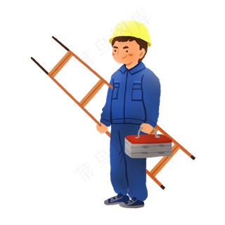 五一劳动节可爱的维修工人