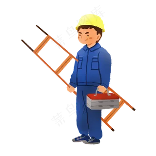 五一劳动节可爱的维修工人