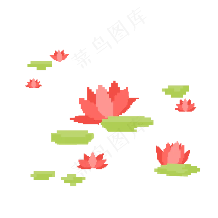 莲花荷叶像素画(2000X2000(DPI:300))psd模版下载