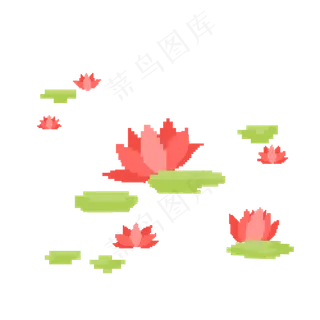 莲花荷叶像素画