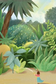 312植树节小清新女孩浇水