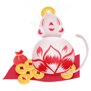 2020年日历生肖鼠和钱袋,免抠元素 2020年日历生肖鼠和钱袋,免抠元素