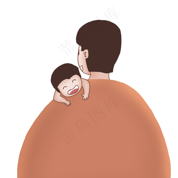 夸张风巨大父亲与孩子手绘装饰图