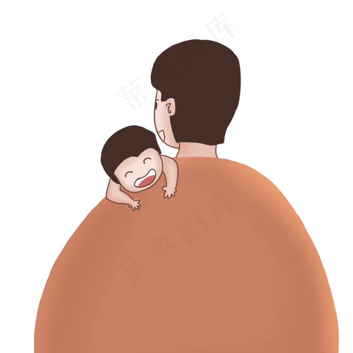 夸张风巨大父亲与孩子手绘装饰图(2000X2000(DPI:300))psd模版下载
