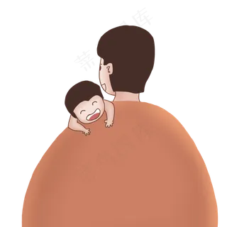 夸张风巨大父亲与孩子手绘装饰图