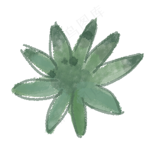 卡通绿色叶子堆成的荷花免抠图