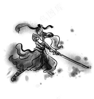 水墨武侠手绘装饰图 水墨武侠手绘装饰图