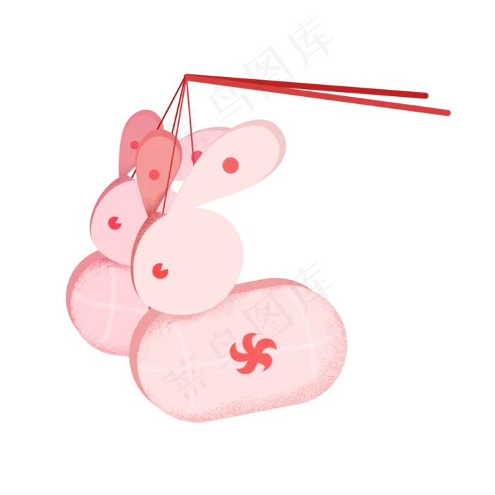 元宵节兔子灯暖色手绘插图免扣插,免抠元素(2000X2000(DPI:300))psd模版下载
