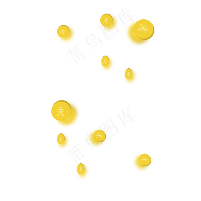 漂浮的金币金钱,免抠元素(4167*4168px 300 dpi )ai矢量模版下载