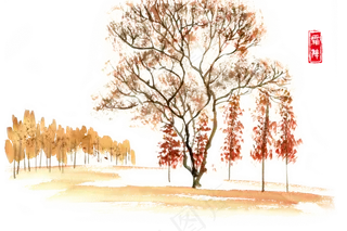 霜降秋天的原野,免抠元素