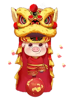 2019己亥猪年猪年快乐,免抠元素