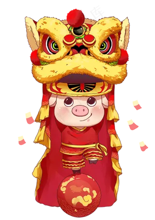 2019己亥猪年猪年快乐,免抠元素