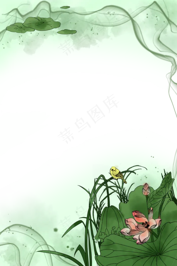 工笔水墨边框装饰图(3543X5315(DPI:200))psd模版下载