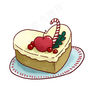 手绘圣诞节的平安果蛋糕PNG免