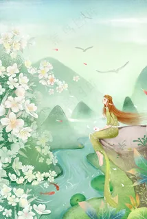 梨花开少女迎风飘扬 梨花开少女迎风飘扬