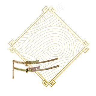 中国国潮复古日本武士刀剑道金色