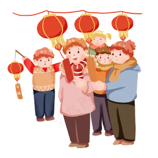 卡通人物元宵节猜灯谜,免抠元素