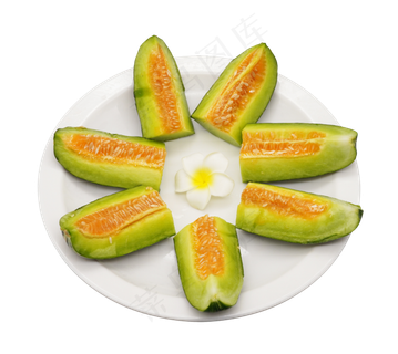 一盘切开甜瓜