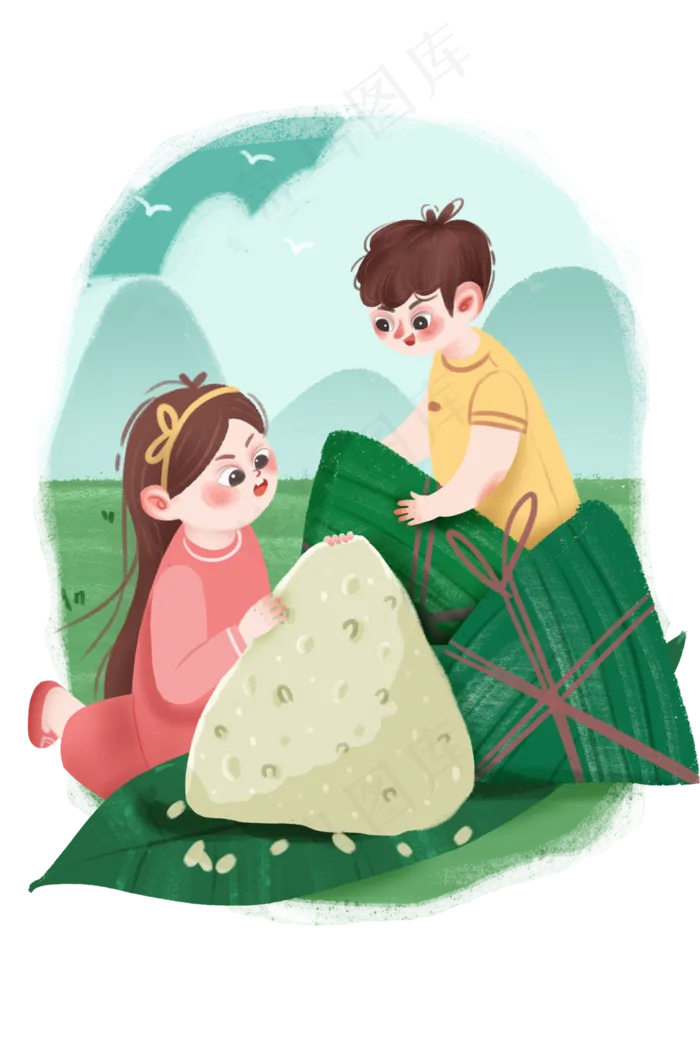 端午卡通人物装饰图(3000X4500(DPI:300))psd模版下载