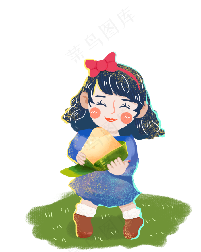 端午节吃粽子女孩PNG素材