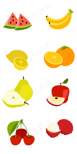 矢量卡通夏季清新水果