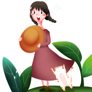 谷雨拿着帽子的女孩