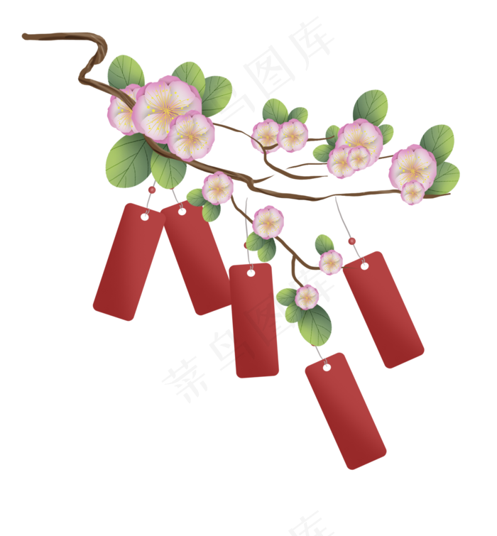 海棠树上的祝福卡(2000X2158(DPI:299))psd模版下载