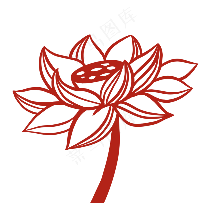 素描荷花创意插图(3000X3000(DPI:300))psd模版下载