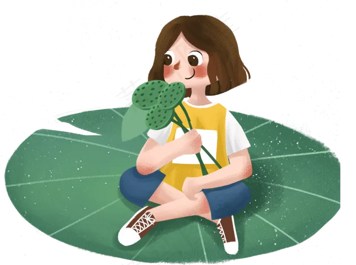 荷花荷叶女孩(2000X1489(DPI:300))psd模版下载