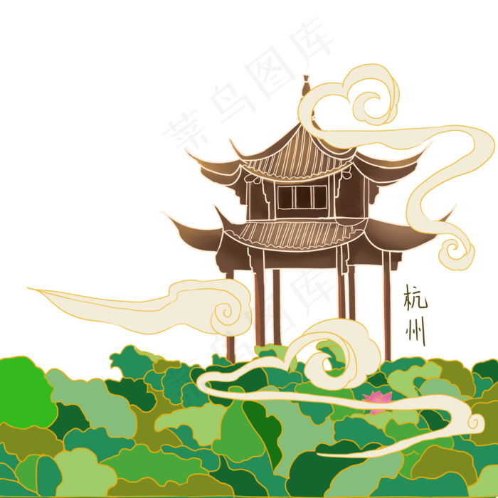 国潮杭州地标(2000X2000(DPI:300))psd模版下载
