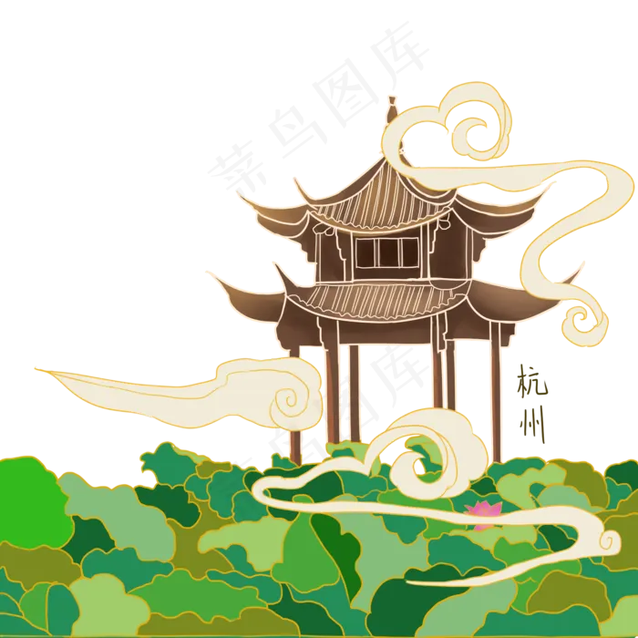 国潮杭州地标(2000X2000(DPI:300))psd模版下载