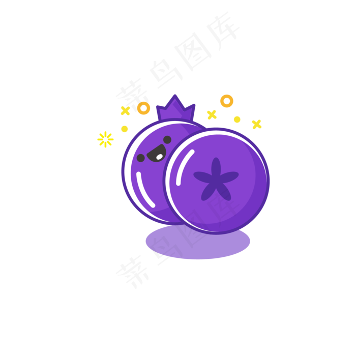 暖色调夏日清凉卡通蓝莓扁平化图