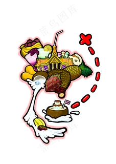 水果彩色卡通手绘泰国地图免抠P 水果彩色卡通手绘泰国地图免抠P