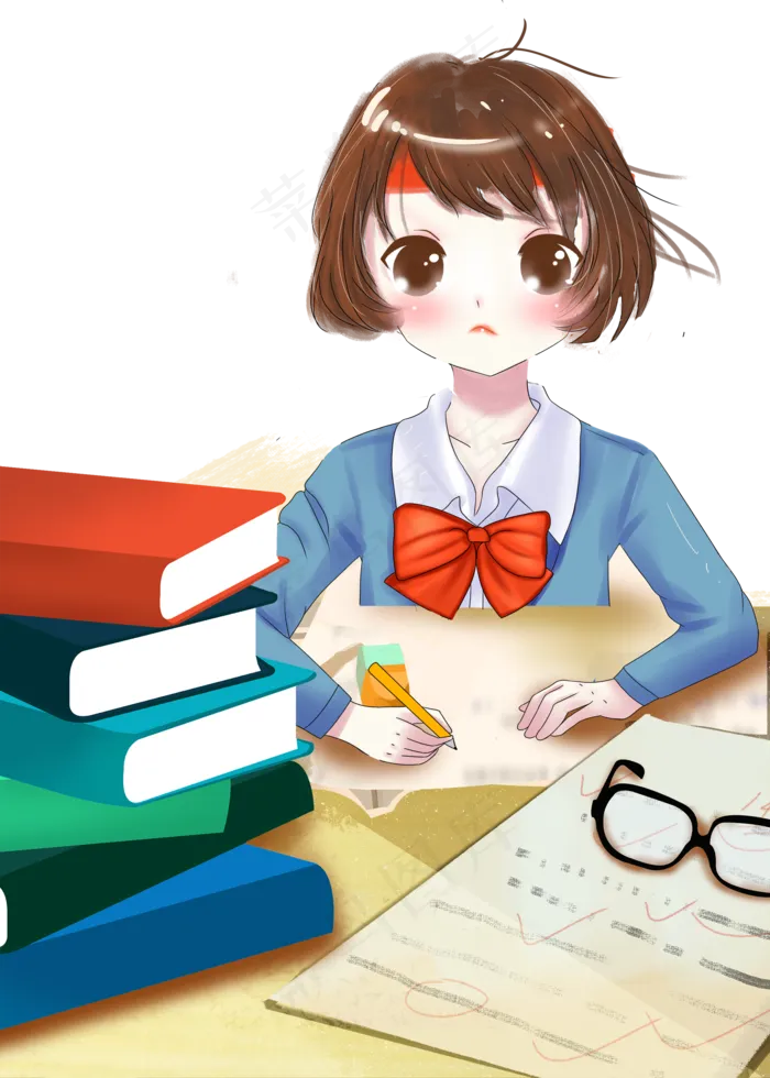 高考少女(2000X2801(DPI:300))psd模版下载