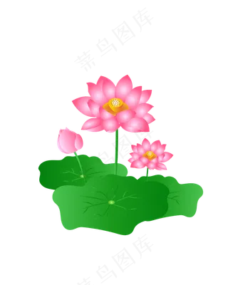 手绘卡通粉色莲花
