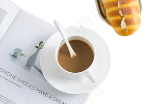 实拍早餐咖啡面包