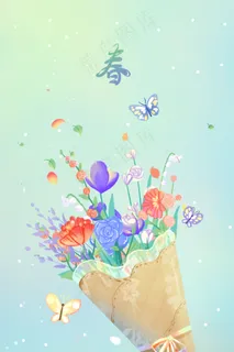 蓝色唯美卡通小清新春季花卉花朵美丽配图 蓝色唯美卡通小清新春季花卉花朵美丽配图