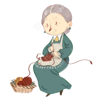 可爱手绘母亲在织毛衣免抠图