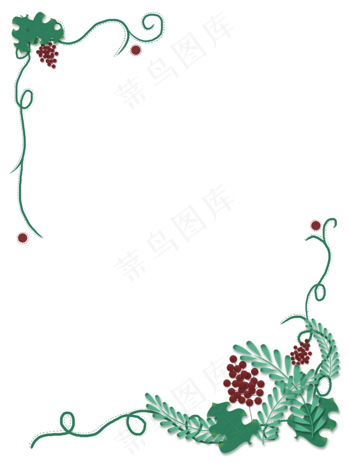 绿色植物藤条边框PNG免抠图(3000X4000(DPI:300))psd模版下载