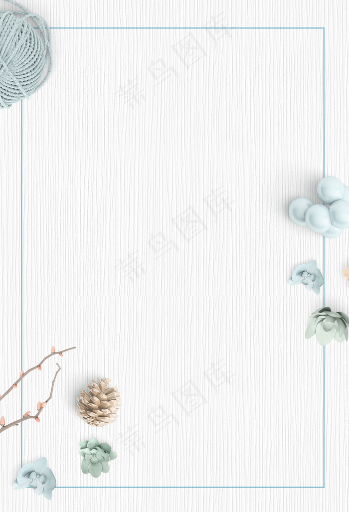 小清新文艺树枝素材PSD分层广告背景