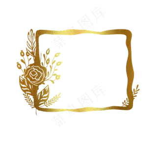 烫金风格玫瑰花花草草装饰图案